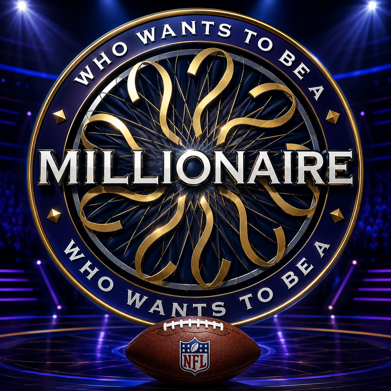 Who Wants to Be a Millionaire inspired football graphic for NFL EdgeLine's DraftKings Millionaire Maker analysis
